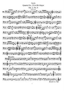 Streichquartett Nr.10 in B-Dur, Hob.III/12 Op.2 No.6: Cellostimme by Joseph Haydn