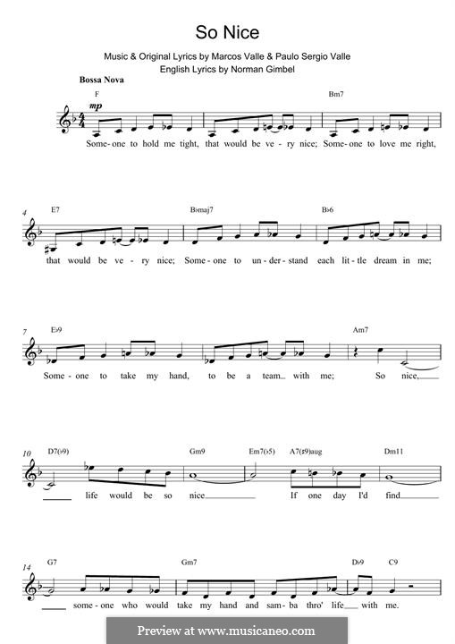 So Nice (Summer Samba): Melodische Linie by Marcos Valle, Paulo Sergio Valle