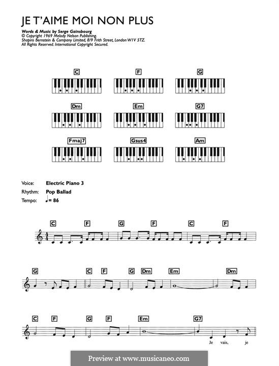 Je T'aime... Moi Non Plus: Melodische Linie by Serge Gainsbourg