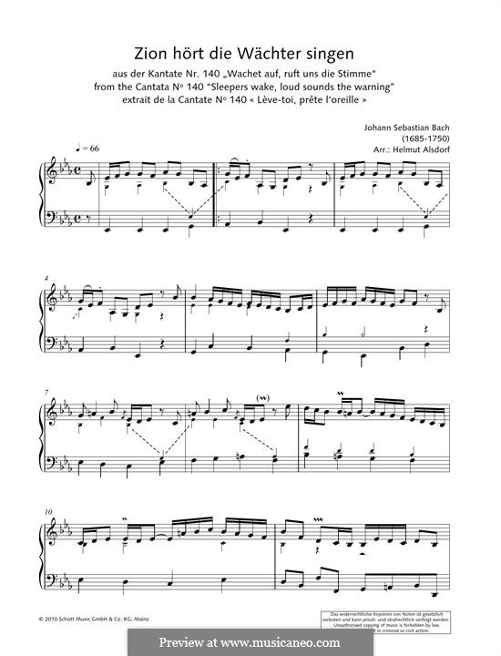 No.4 Zion Hears the Watchmen Singing: Für Klavier by Johann Sebastian Bach