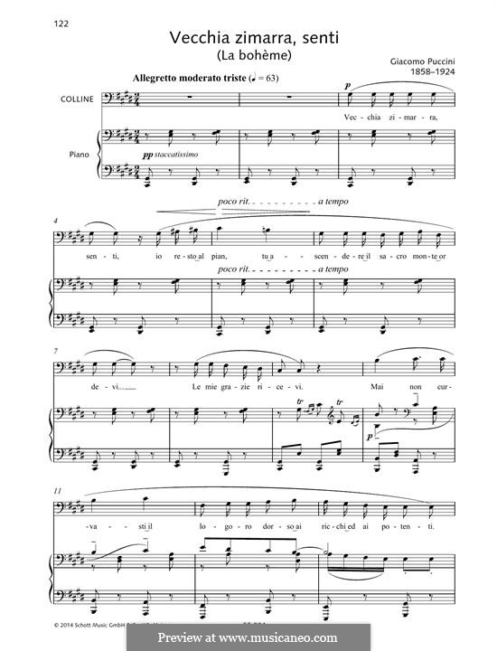 Vecchia zimarra: Für Stimme und Klavier by Giacomo Puccini