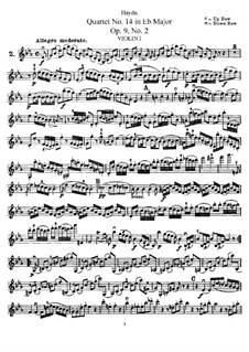 Streichquartett Nr.14 in Es-Dur, Hob.III/20 Op.9 No.2: Violinstimme I by Joseph Haydn