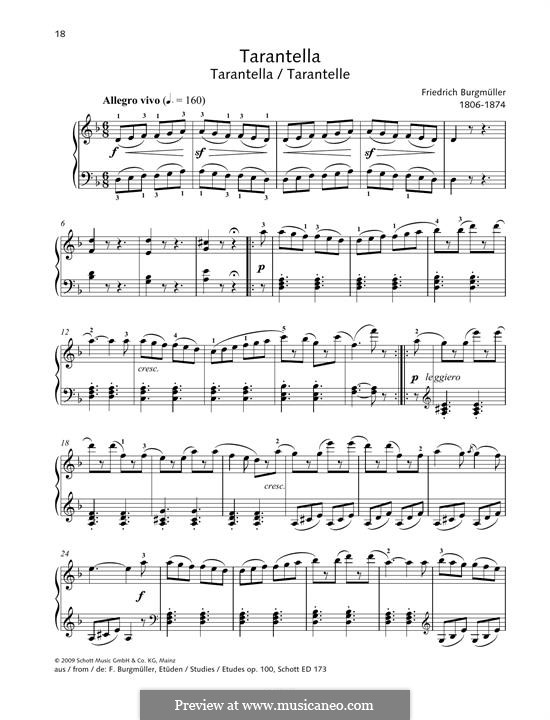No.20 Le Tarantelle: Für Klavier by Johann Friedrich Burgmüller