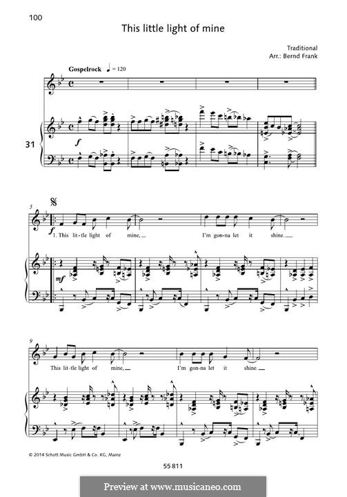 This Little Light of Mine (Printable scores): Für Stimme und Klavier by folklore