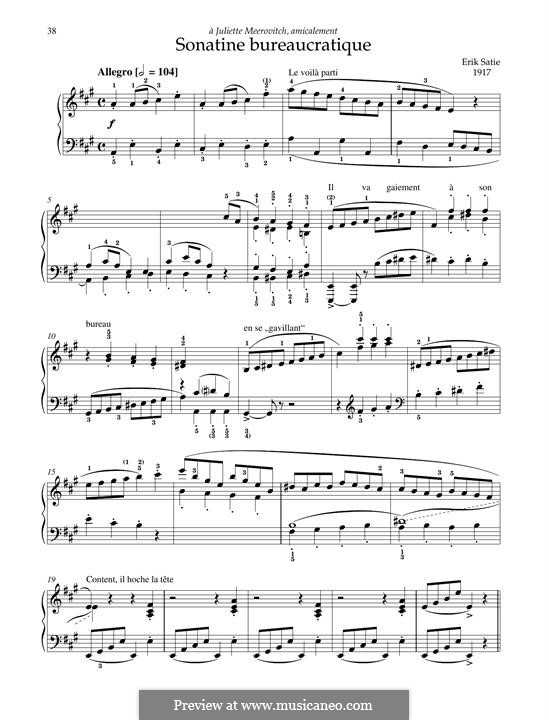 Bürokratische Sonatinе: Für Klavier by Erik Satie