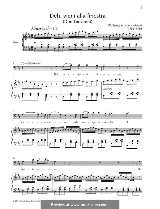 Deh vieni alla finestra: Für Stimme und Klavier by Wolfgang Amadeus Mozart