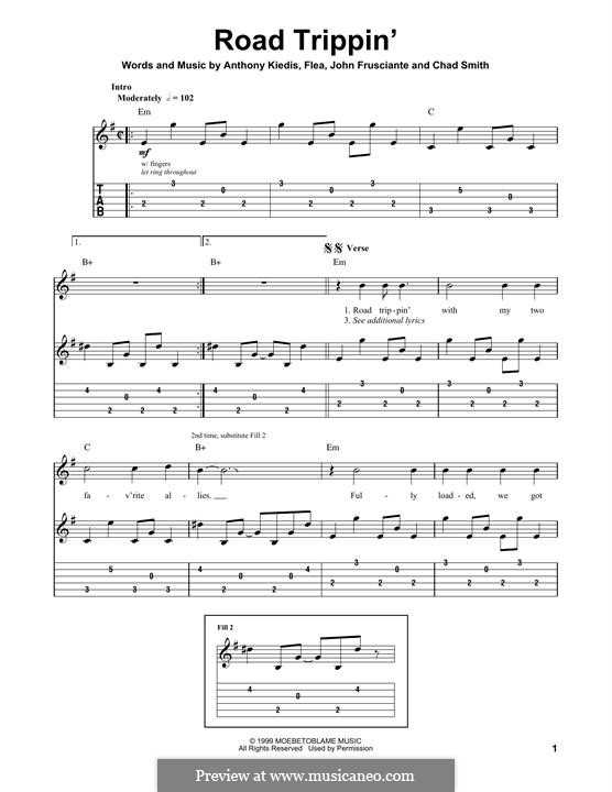 Road Trippin' (Red Hot Chili Peppers): Für Gitarre mit Tabulatur by Flea, Anthony Kiedis, Chad Smith, John Frusciante