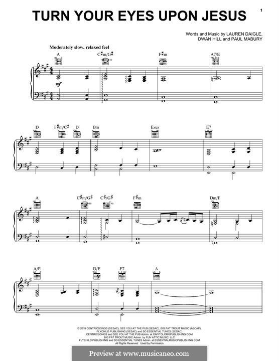Turn Your Eyes Upon Jesus (from Look Up Child): Für Stimme und Klavier (oder Gitarre) by Paul Mabury, Lauren Daigle