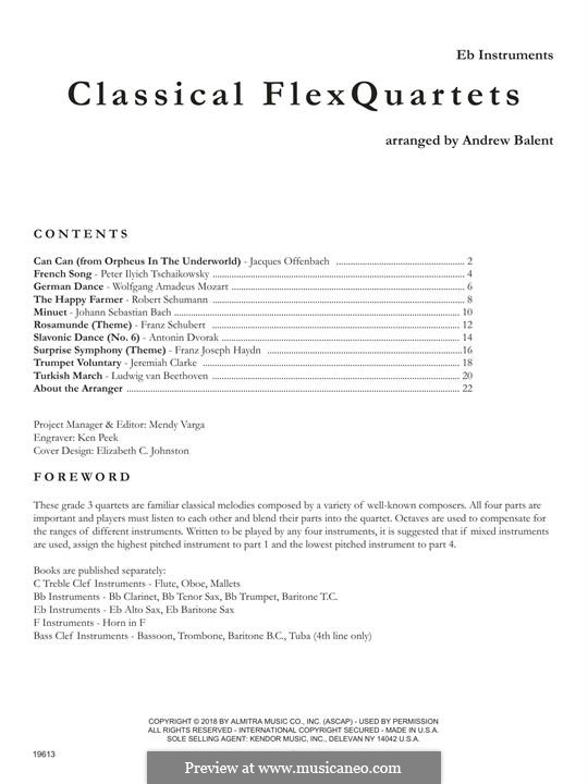 Classical Flexquartets: Eb Instruments by Johann Sebastian Bach, Wolfgang Amadeus Mozart, Jacques Offenbach, Robert Schumann, Pjotr Tschaikowski