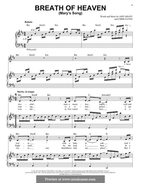 Breath of Heaven (Mary's Song): Für Stimme und Klavier by Chris Eaton