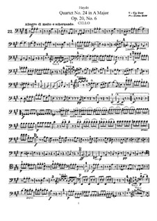 Streichquartett Nr.24 in A-Dur, Hob.III/36 Op.20 No.6: Cellostimme by Joseph Haydn
