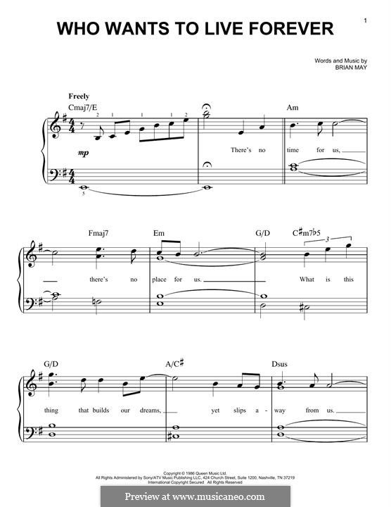 Who Wants to Live Forever? (Queen): Für Klavier by Brian May