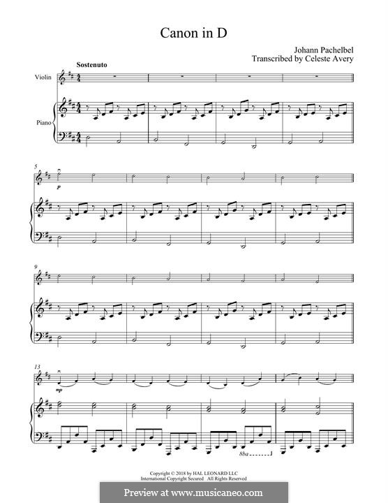 Two instrument version: Für Violine und Klavier by Johann Pachelbel