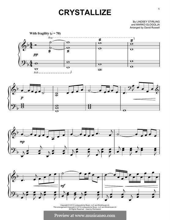 Crystallize: Für Klavier by Marco Glogolja, Lindsey Stirling
