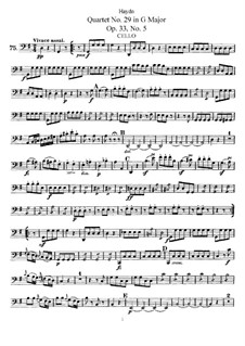 Streichquartett Nr.29 in C-Dur, Hob.III/41 Op.33 No.5: Cellostimme by Joseph Haydn