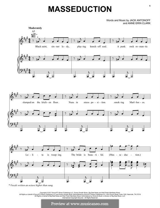 Masseduction (St. Vincent): Für Stimme und Klavier (oder Gitarre) by Jack Antonoff, Anne Clark