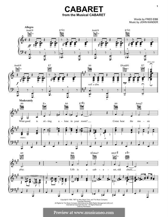 Cabaret (Liza Minnelli): Für Stimme und Klavier (oder Gitarre) by John Kander