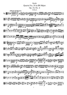 Streichquartett Nr.34 in B-Dur, Hob.III/40 Op.33 No.4: Bratschenstimme by Joseph Haydn