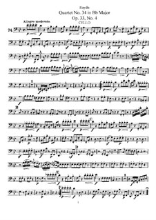 Streichquartett Nr.34 in B-Dur, Hob.III/40 Op.33 No.4: Cellostimme by Joseph Haydn