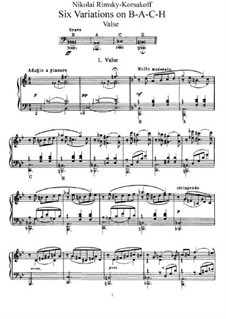 Sechs Variationen über das Thema BACH, Op.10: Für Klavier by Nikolai Rimsky-Korsakov