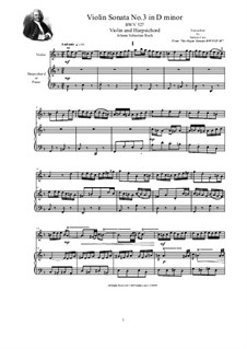 Triosonate für Orgel Nr.3 in d-Moll, BWV 527: Version for violin and harpsichord (or piano) by Johann Sebastian Bach