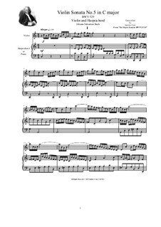 Triosonate für Orgel Nr.5 in C-Dur, BWV 529: Version for violin and harpsichord (or piano) by Johann Sebastian Bach