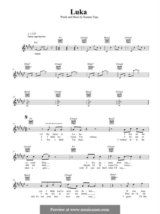 Luka: Melodische Linie by Suzanne Vega