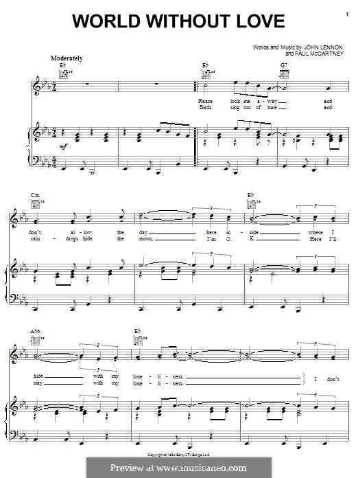 World without Love (The Beatles): Für Stimme und Klavier (oder Gitarre) by John Lennon, Paul McCartney