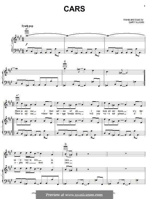 Cars: Für Stimme und Klavier (oder Gitarre) by Gary Numan
