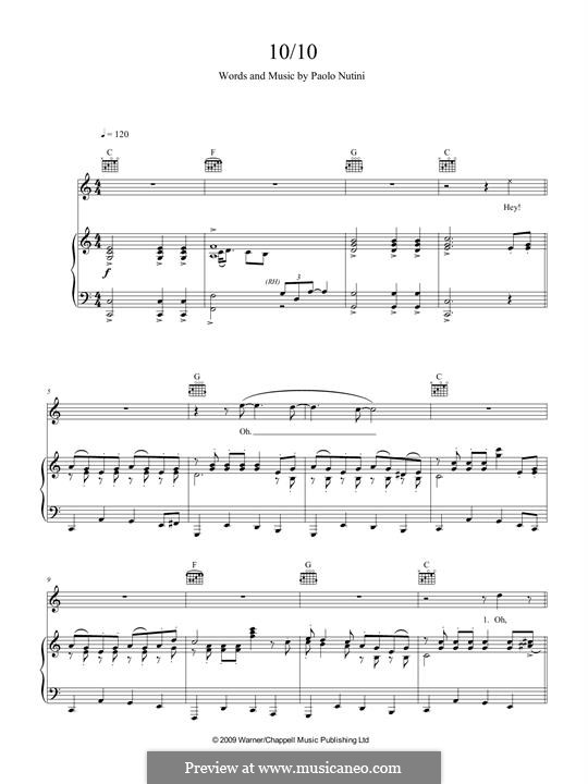10 Out of 10: Für Stimme und Klavier (oder Gitarre) by Paolo Nutini