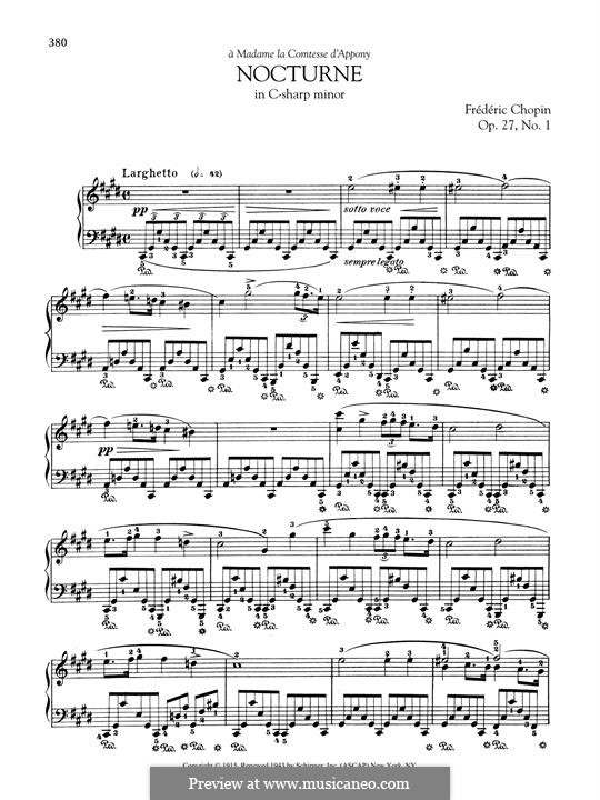 Nocturnen, Op.27: No.1 in C Sharp Minor by Frédéric Chopin