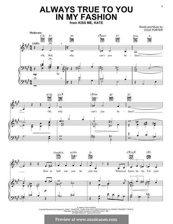 Always True to You in My Fashion: Für Stimme und Klavier (oder Gitarre) by Cole Porter