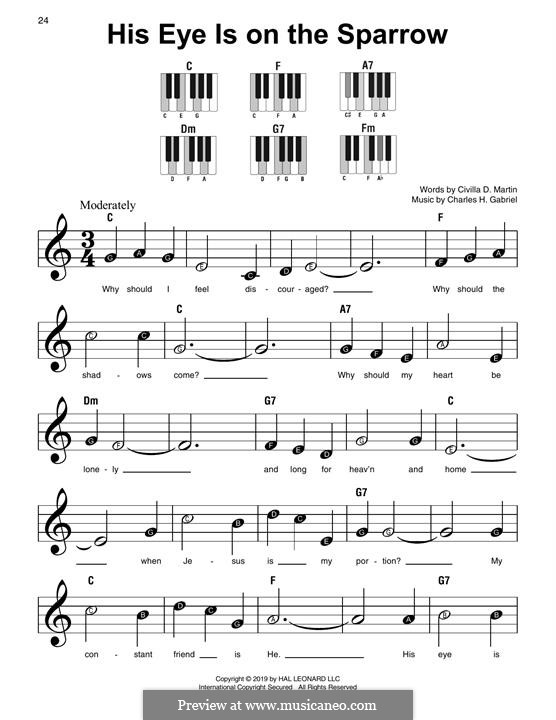 His Eye Is on the Sparrow (Ethel Waters): Für Klavier by Charles Hutchinson Gabriel