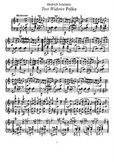 Zwei Witwen, T.109: Polka, for piano by Bedřich Smetana