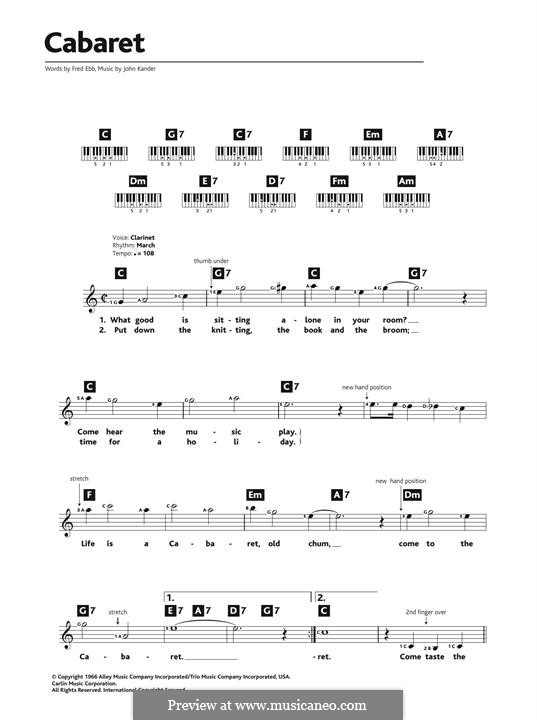 Cabaret (Liza Minnelli): Melodische Linie by John Kander