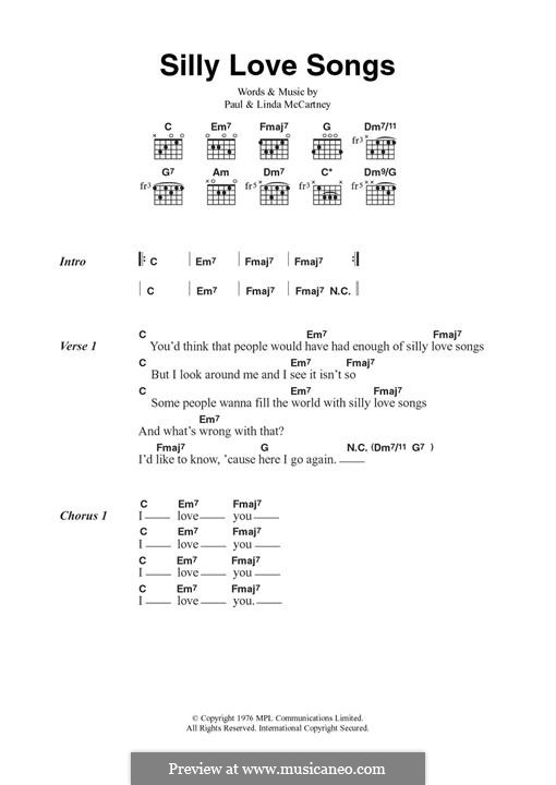 Silly Love Songs (Wings): Text und Akkorde by Linda McCartney, Paul McCartney