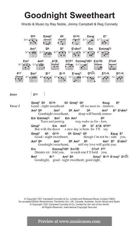 Good Night Sweetheart: Text und Akkorde by Jimmy Campbell, Ray Noble, Reginald Connelly