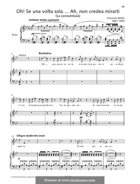 Ah! Non credea: Für Stimme und Klavier by Vincenzo Bellini