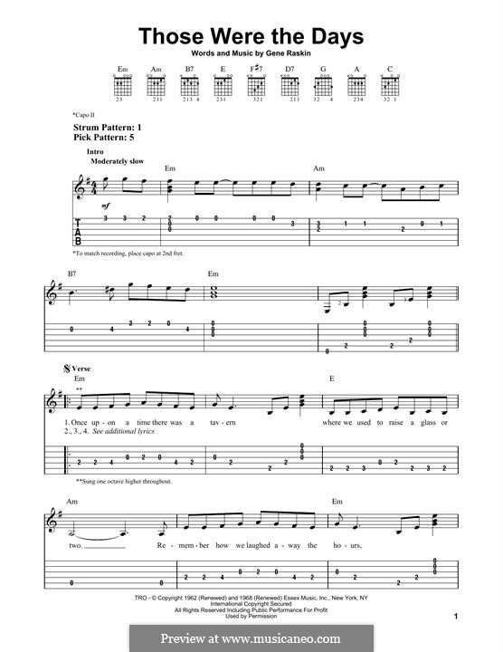 Those Were the Days: Für Gitarre mit Tabulatur by Gene Raskin