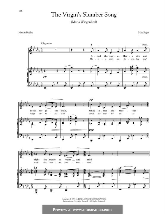 Schlichte Lieder, Op.76: No.52 Maria Wiegenlied by Max Reger