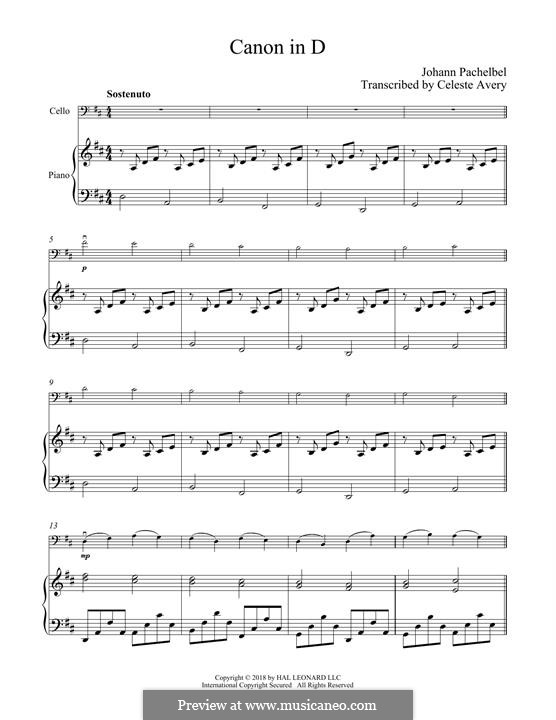 Two instrument version: Für Cello und Klavier by Johann Pachelbel