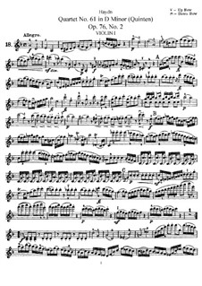 Streichquartett Nr.61 in d-Moll 'Quinten', Hob.III/76 Op.76 No.2: Violinstimme I by Joseph Haydn