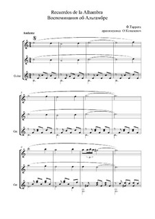 Erinnerungen über Alhambra: For trio instruments by Francisco Tárrega