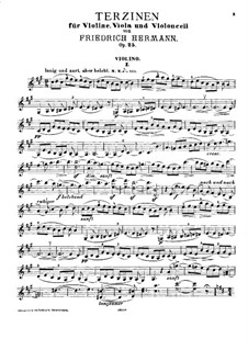 Terzinen für Violine, Bratsche und Cello, Op.25: Violinstimme by Friedrich Hermann