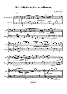 Nr.16 Marsch in D Major, BWV Anh.122: For clarinet and bassoon by Johann Sebastian Bach