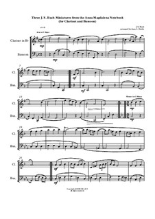 Ausgawälte Stücke: Three Miniatures, for clarinet and bassoon by Johann Sebastian Bach