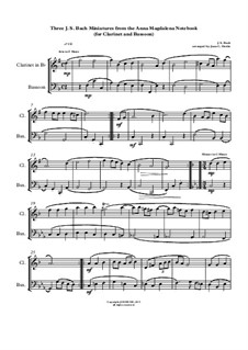 Ausgawälte Stücke: Three Miniatures, for clarinet and bassoon by Johann Sebastian Bach