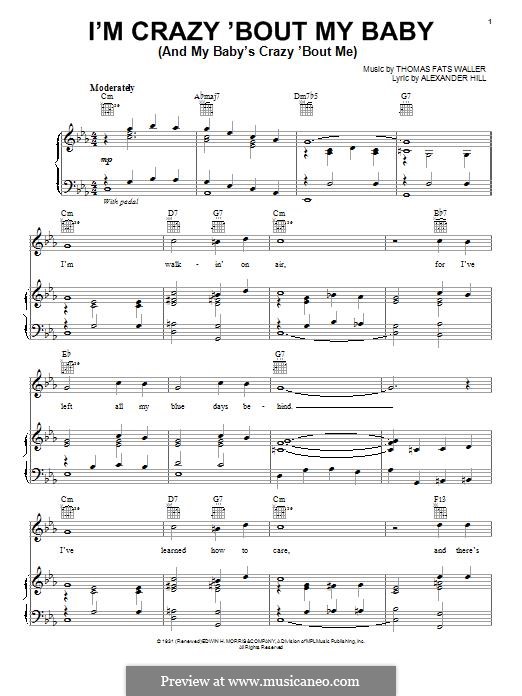 I'm Crazy 'Bout My Baby (And My Baby's Crazy 'Bout Me): Für Stimme und Klavier (oder Gitarre) by Fats Waller