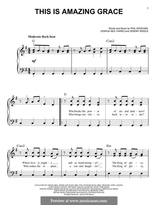 This is Amazing Grace: Für Klavier by Joshua Farro, Jeremy Riddle, Phil Wickham