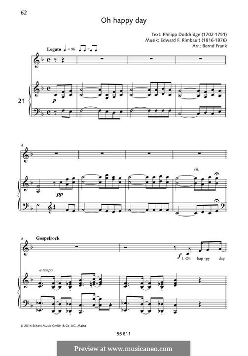 Oh happy day: Für Stimme und Klavier by folklore, Edward Francis Rimbault